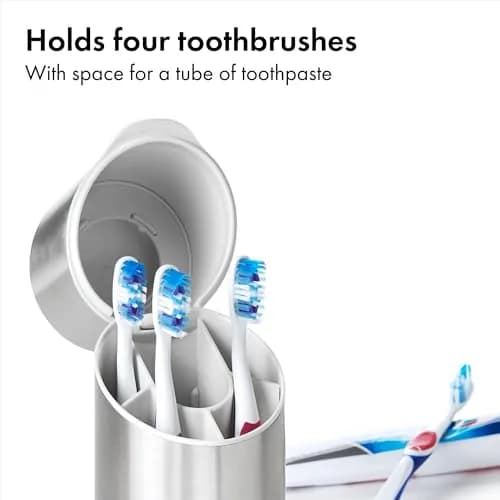 OXO Good Grips Bathroom Toothbrush Holder Set - Stainless Steel | Compact, Hygienic & Durable thumbnail 2