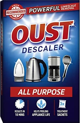 Oust All Purpose Descaler 75g | Lime Scale Removal for Coffee & Kettles, 3 Sachets thumbnail 1
