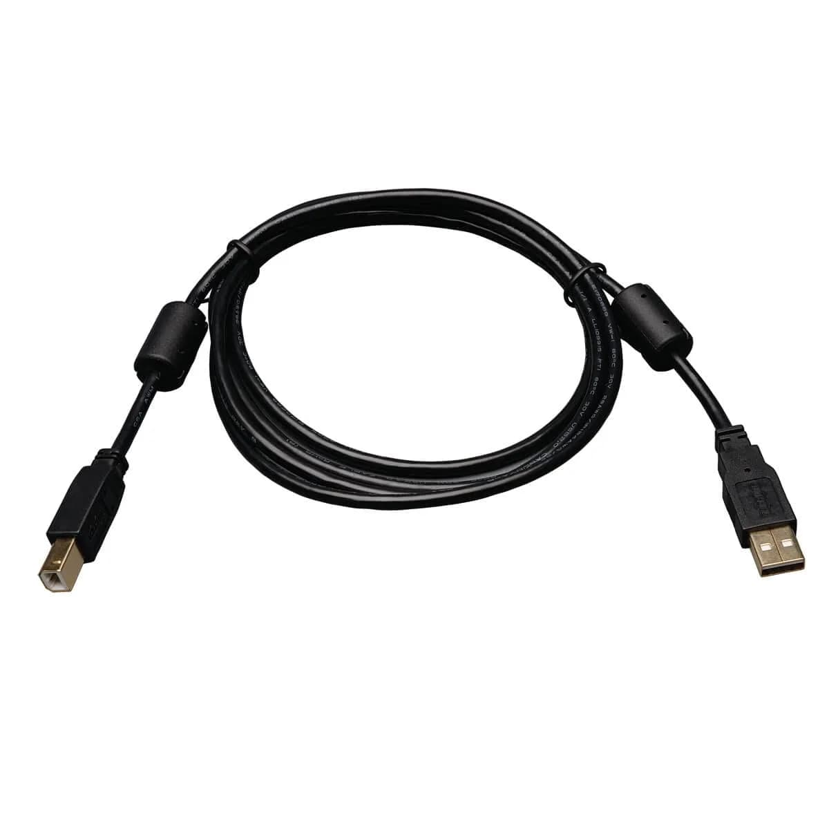 Tripp Lite USB 2.0 Hi-Speed A/B Cable 6-ft. Black | Ferrite Chokes for Noisy Environments — Black