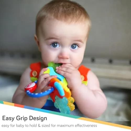 Nuby IcyBite Ice Gel Teether Keys for Infants - Silicone Baby Teether Toys - Gentle on Sore Gums - Baby Teething Relief - 3+ Months - Blue thumbnail 6