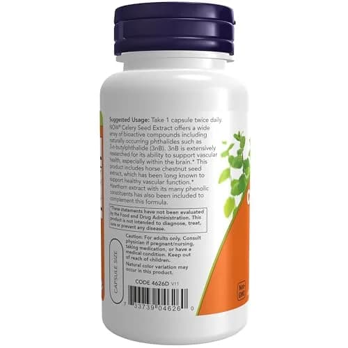 NOW Supplements Celery Seed Extract 60 Veg Capsules | Supports Vascular & Brain Health thumbnail 3