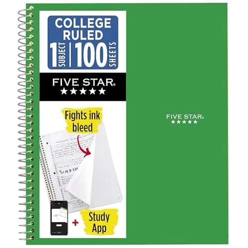Five Star Spiral Notebook 1 Subject College Ruled 100 Sheets 25ml (0.811 Fl Oz) | SFI Certified Paper thumbnail 1