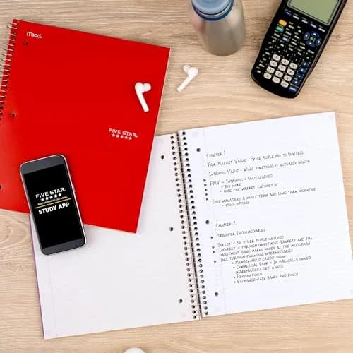 Five Star Spiral Notebook 5 Subject Red 200 Sheets (8.5" x 11") | College Ruled Paper Fights Ink Bleed thumbnail 8