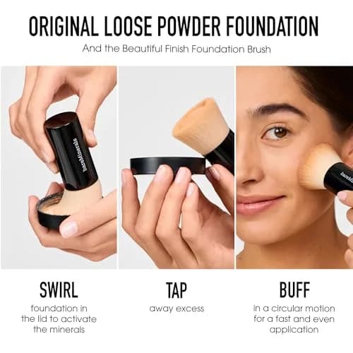 bareMinerals Original Loose Powder Foundation SPF 15, Golden Medium 14, 0.28 oz (8 g) | Vegan, Cruelty-Free & Dermatologist-Tested thumbnail 9