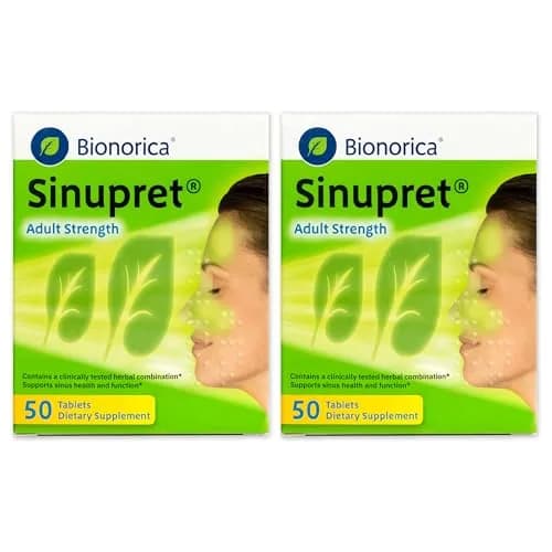 Bionorica Sinupret Sinus & Immune Support Supplement, 50 Tablets, 2 Pack | Natural Herbal Sinus Relief & Immune Boost thumbnail 1