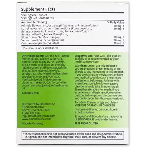 Bionorica Sinupret Sinus & Immune Support Supplement, 50 Tablets, 2 Pack | Natural Herbal Sinus Relief & Immune Boost thumbnail 3
