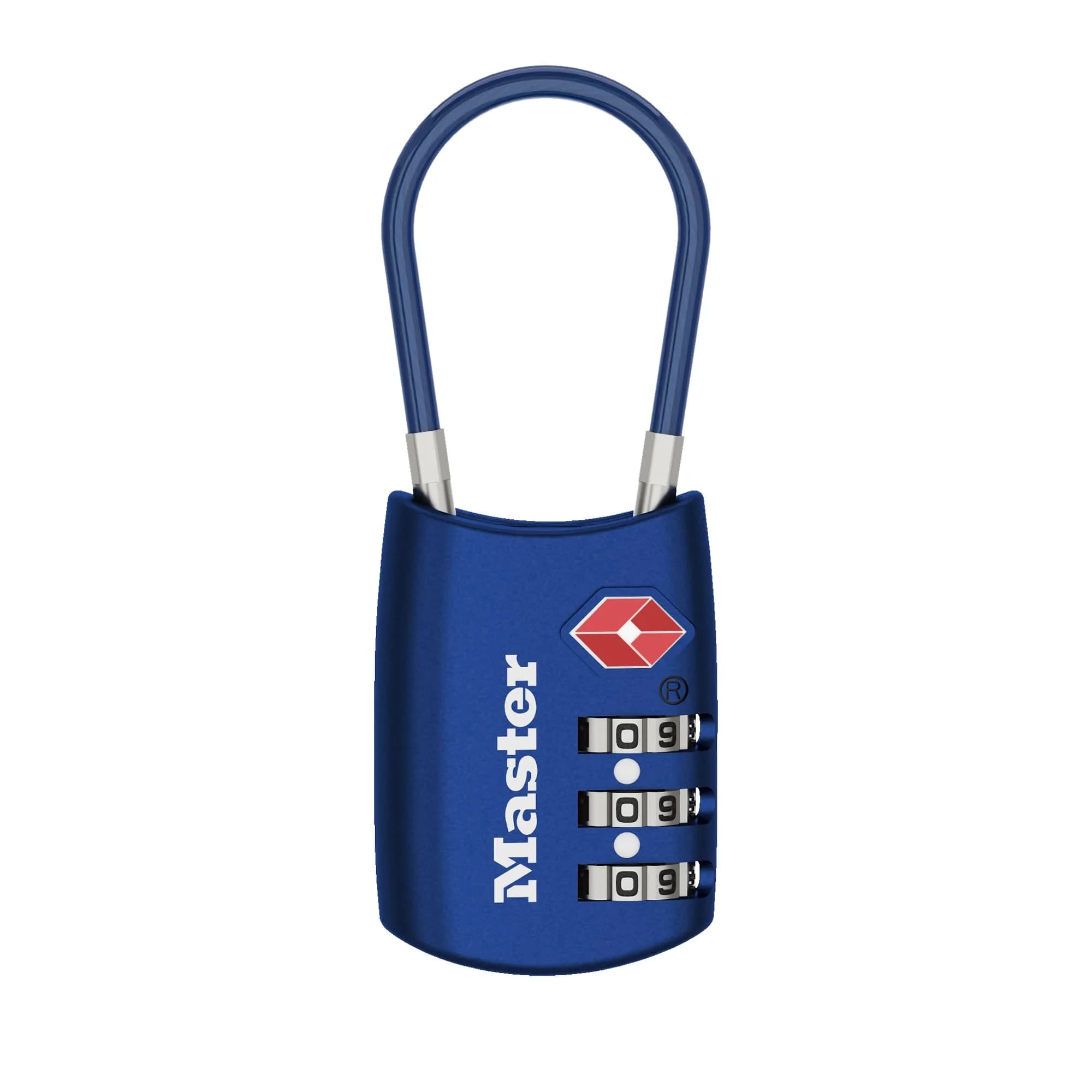 Master Lock TSA Approved Combination Luggage Lock 30mm Cable Lock | Set Your Own Combination — Blue