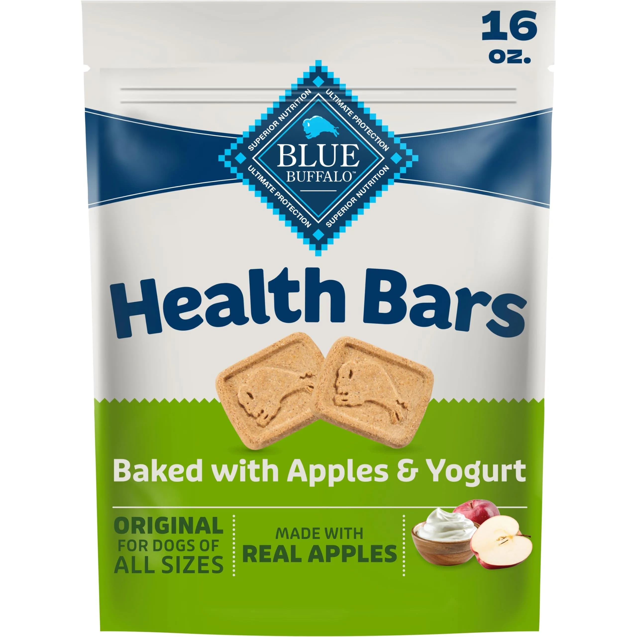 Blue Buffalo Health Bars Apples & Yogurt Dog Biscuits 454g (16 oz) | Oven-Baked Natural Dog Treats - main product image