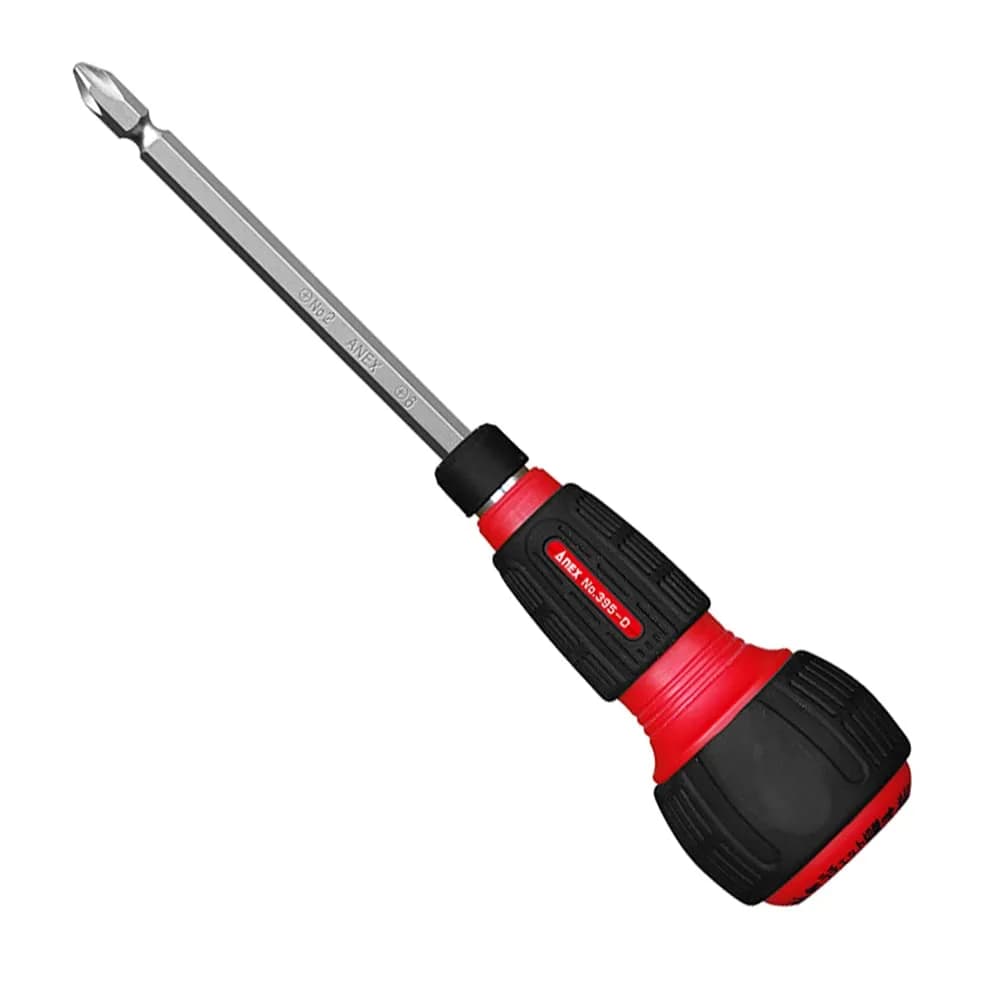 Anex No. 395-D Ratchet Screwdriver with 60-Gear Ball Grip & Magnetic Tip | 65 mm (2.6 inches)
