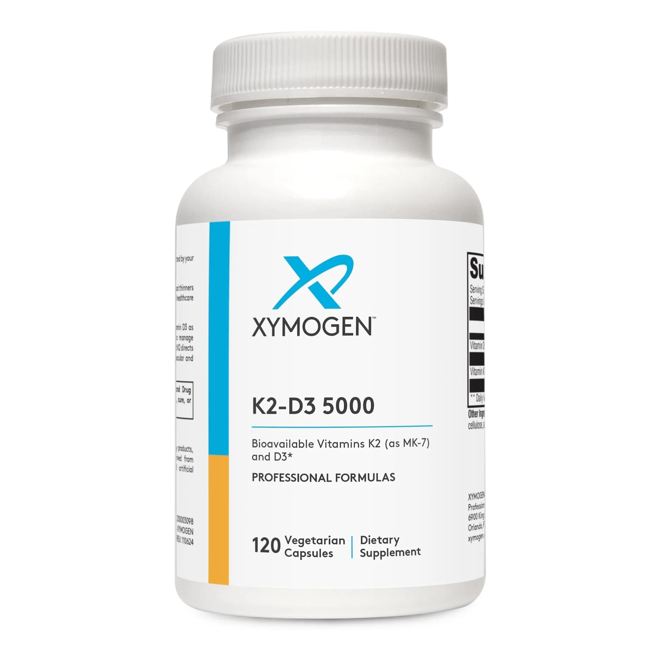 XYMOGEN K2-D3 5000 | Vitamin D3 K2 for Bone & Heart Health, 120 Capsules - main product image