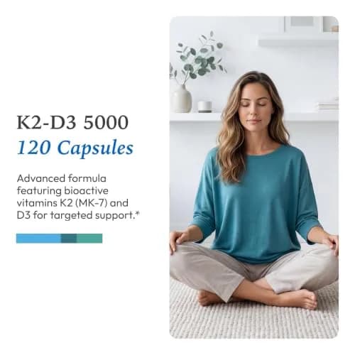 XYMOGEN K2-D3 5000 | Vitamin D3 K2 for Bone & Heart Health, 120 Capsules thumbnail 5