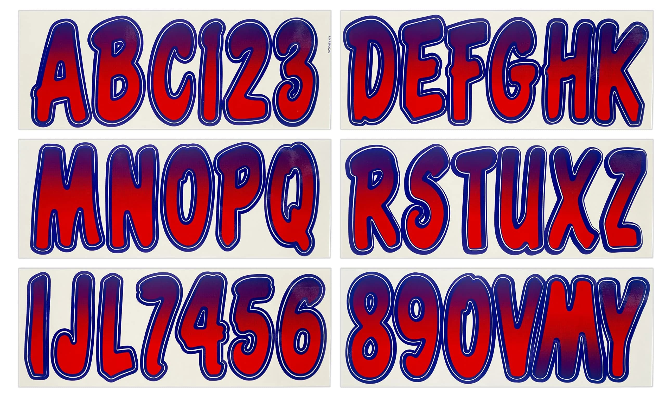 Hardline Products Series 200 Boat Registration Numbers Kit 3 Inch Solid White Marine Vinyl Lettering & Decals | UV & Fuel Resistant — Red - Purple