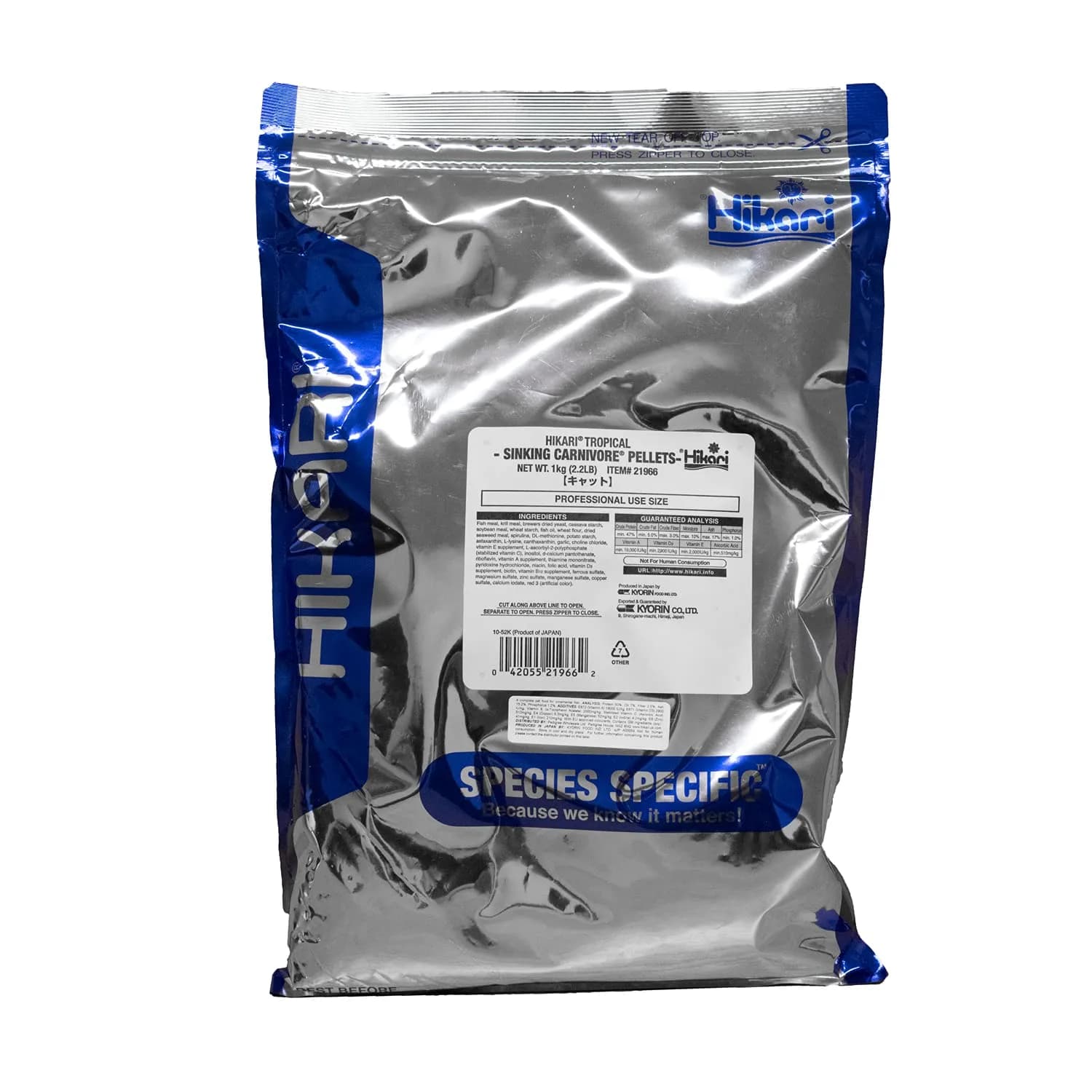 Hikari Tropical Sinking Carnivore Pellets 1 kg (2.2 lb) | Superior Color Enhancement for Freshwater Carnivores