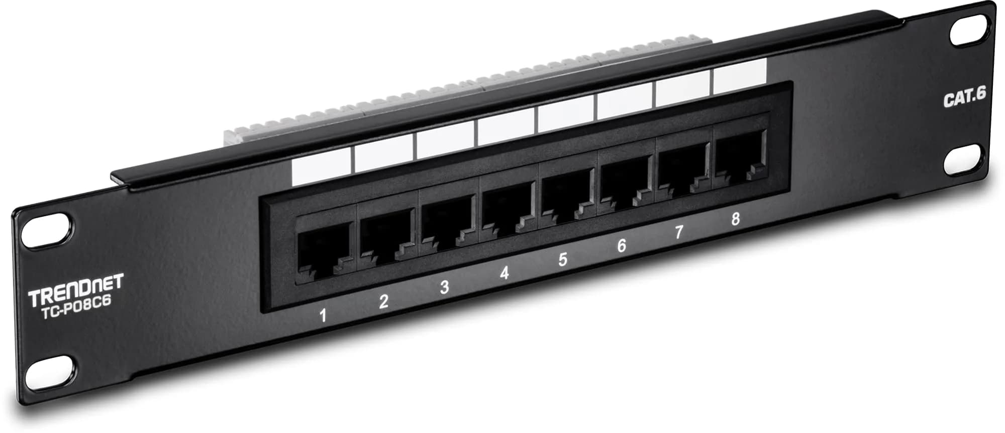 TRENDnet 8-Port Cat6 Unshielded Patch Panel, TC-P08C6 | 250 MHz Gigabit Ethernet, 10 Inch Wide, Cat 6 - main product image