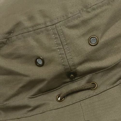 Mega Cap Brushed Twill Aussie Side Snap Hat with Chin Cord Khaki Small | Sun Protection for Outdoor Activities thumbnail 4