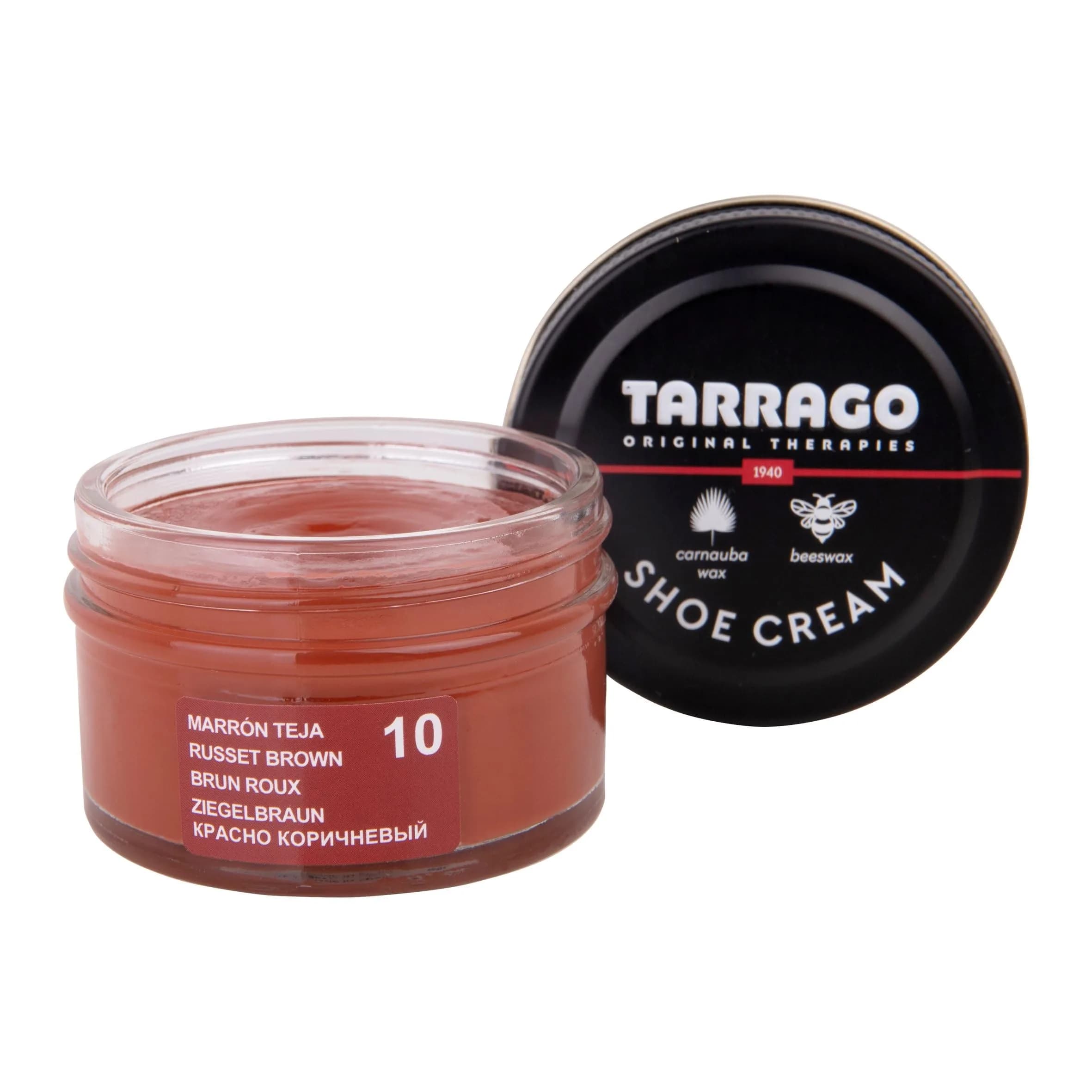Tarrago Shoe Cream Professional Shoe Polish for Leather Boots, Shoes, Purse, Furniture 50 ml | Eco Friendly Leather Conditioner — Brown Tile (10)