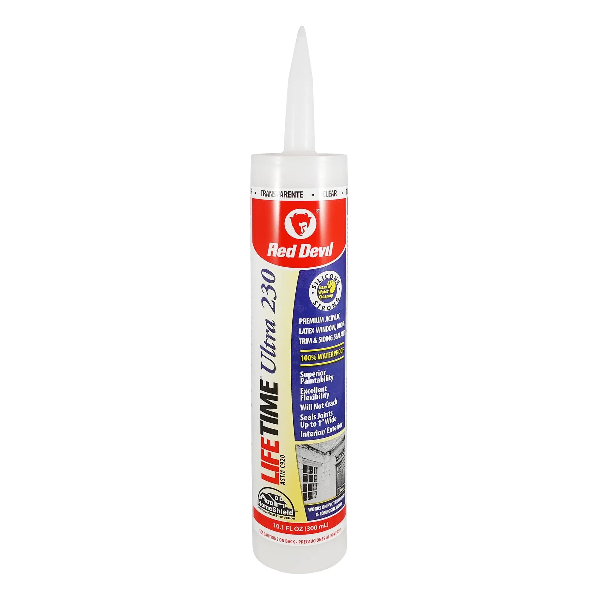 Red Devil Lifetime Ultra Premium Elastomeric Acrylic Latex Sealant 286ml (10.1 oz.) Gray | Superior Adhesion & Flexibility — Clear