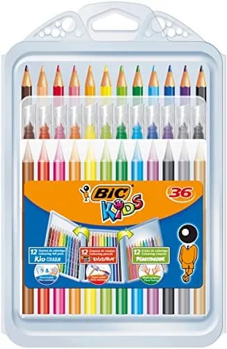 BIC Kids Colouring Kit for Children - 8 Felt-Tip Pens / 8 Coloured Pencils / 12 Chalks | Creative & Safe for Kids thumbnail 1