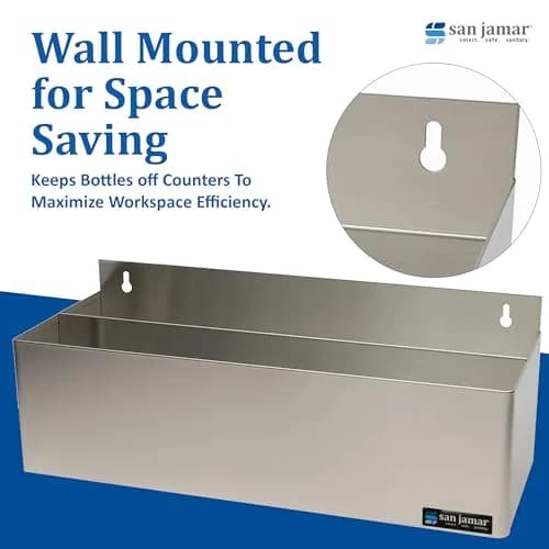 San Jamar B5522D Double Rail Speed Rack Bottle Holder 56.1cm (22.3" W x 8.5" H x 9.7" D) | Organizes 10 Quart Bottles thumbnail 7