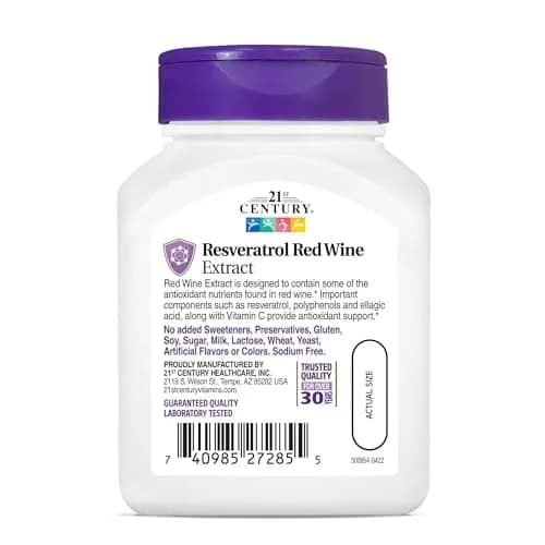 21st Century Resveratrol Red Wine Extract Capsules, Antioxidant, 90ct | Supports Cellular Health & Aging thumbnail 6