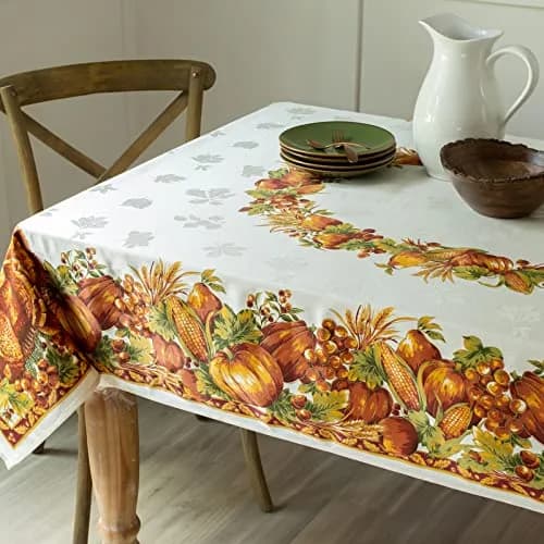 Benson Mills Harvest Splendor Engineered Printed Fabric Table Cloth 60" x 120" | Fall & Thanksgiving Decor thumbnail 2