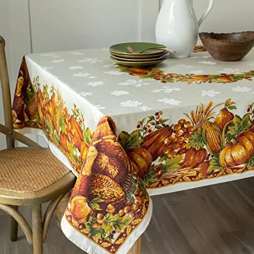 Benson Mills Harvest Splendor Engineered Printed Fabric Table Cloth 60" x 120" | Fall & Thanksgiving Decor thumbnail 3