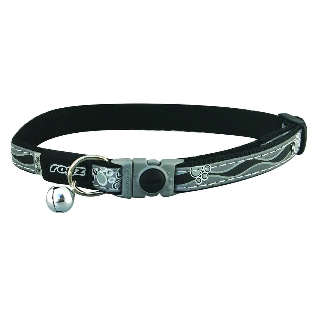 Rogz Reflective Cat Collar with Breakaway Clip and Removable Bell, 3/8" Wide, 8-12" Neck Size | Safety Buckle for Cats