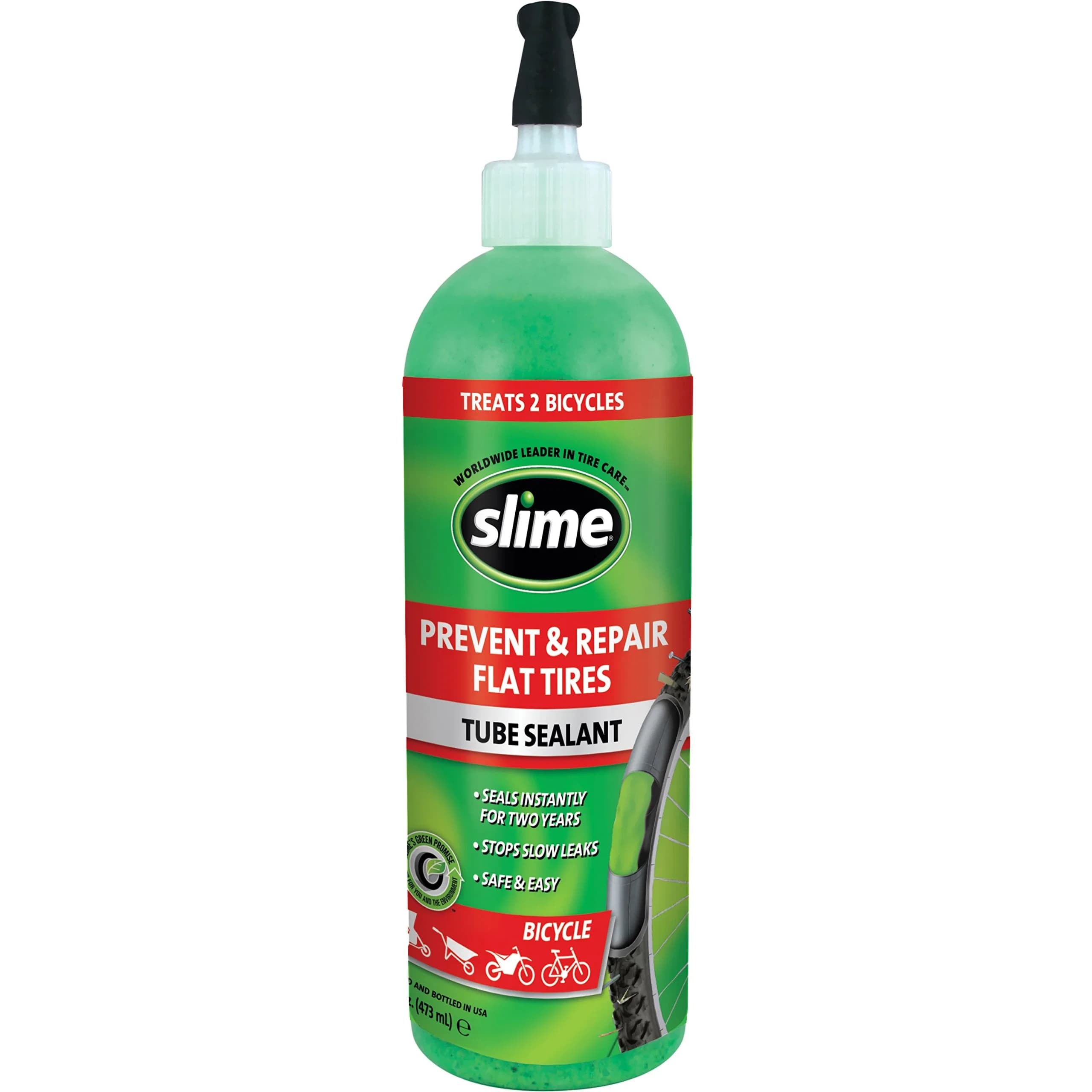Slime 10056W Bike Tube Sealant 473ml (16 fl oz) | Prevents and Seals Punctures Up to 3mm