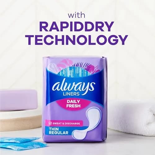 Always Panty Liners for Women Thin No Feel Protection Daily Liners Regular Unscented 162 Count | Breathable, Discreet, Light Absorbency thumbnail 5
