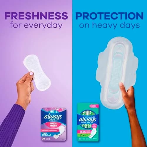 Always Panty Liners for Women Thin No Feel Protection Daily Liners Regular Unscented 162 Count | Breathable, Discreet, Light Absorbency thumbnail 6