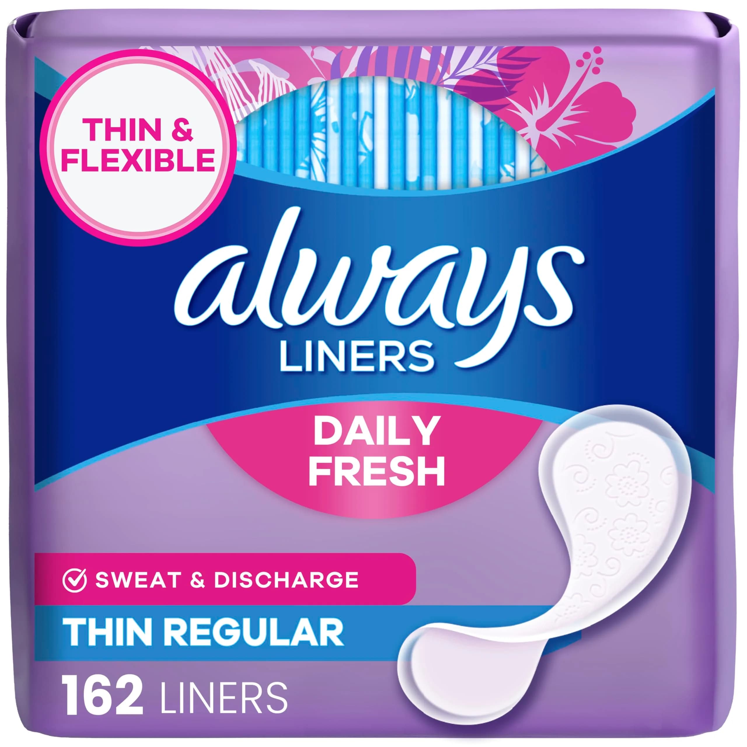 Always Panty Liners for Women Thin No Feel Protection Daily Liners Regular Unscented 162 Count | Breathable, Discreet, Light Absorbency - main product image