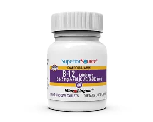 Superior Source No Shot B-12 1000 mcg, B-6, Folic Acid 400 mcg | Sublingual Vitamin B Complex Support thumbnail 4