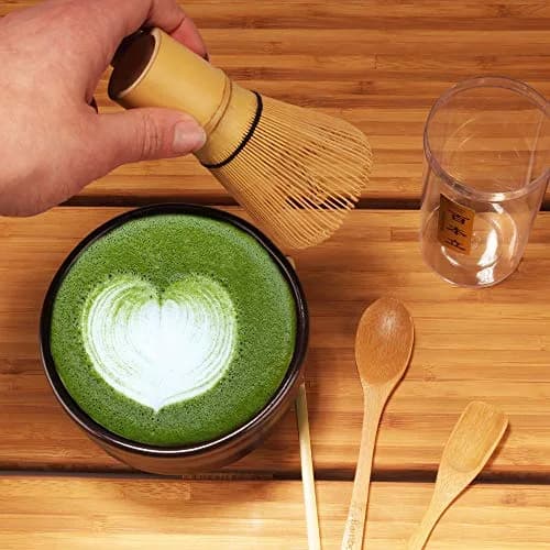 BambooMN Matcha Whisk Set - Golden Chasen (Tea Whisk), Chashaku (Hooked Bamboo Scoop), Deep Scoop, Tea Spoon - 2 Sets | Traditional Japanese Tea Utensils thumbnail 3