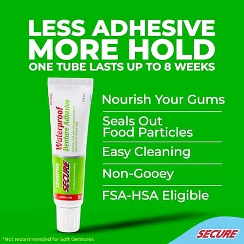 Secure Sensitive Denture Adhesive Cream 1.4 oz | Waterproof, Zinc-Free, Sensitive Gums thumbnail 2