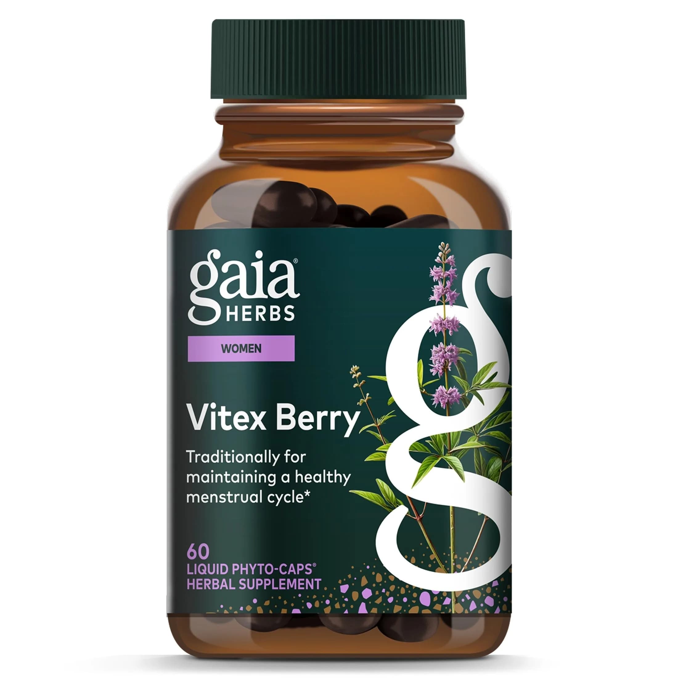 Gaia Herbs Vitex Berry Organic Chaste Tree 60 Vegan Liquid Phyto-Caps | Supports Hormone Balance & Healthy Menstrual Cycle