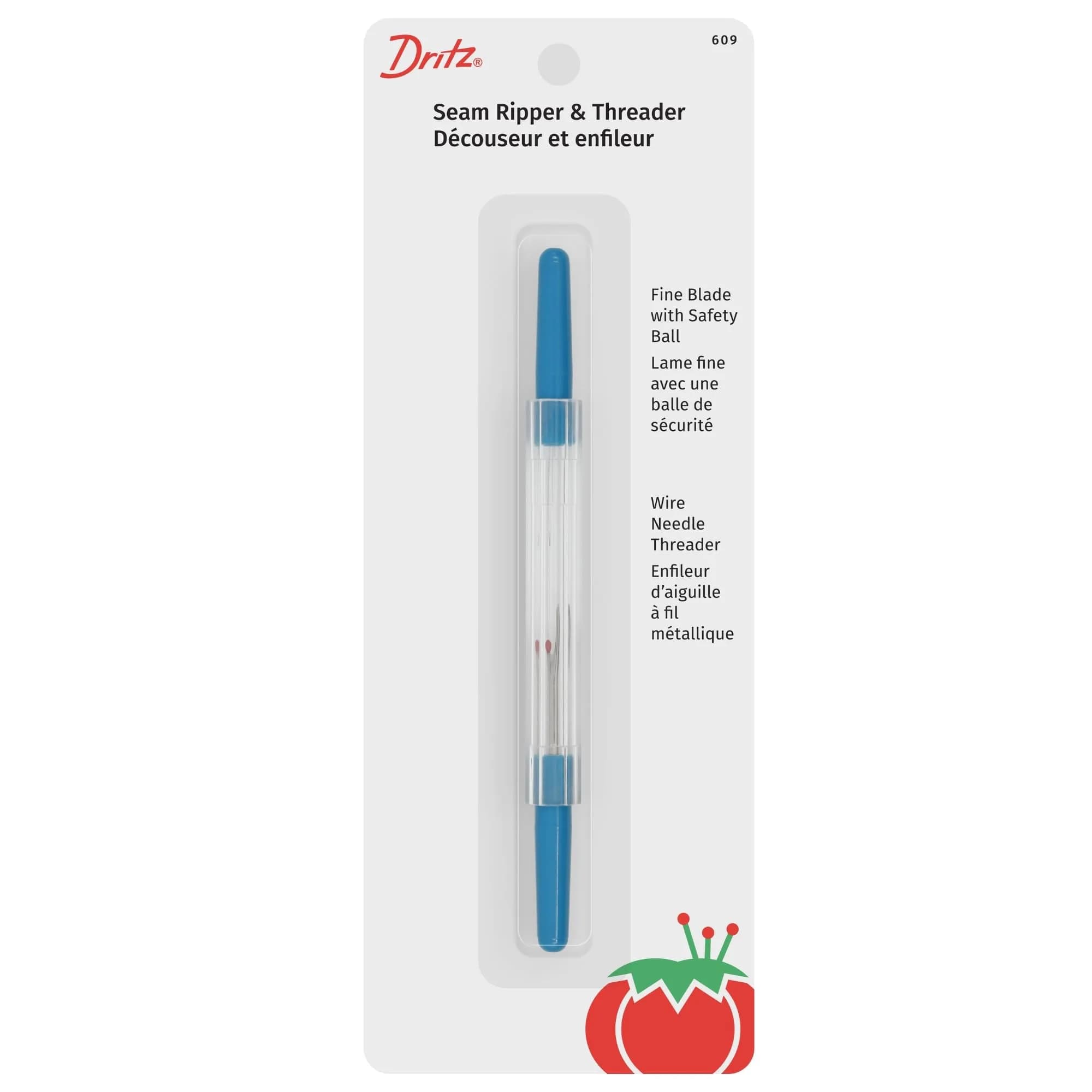 Dritz Seam Ripper Small Ergonomic Design 1-Pack | Sharp & Comfortable for Sewing & Opening Buttonholes — Blue