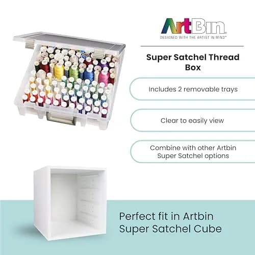 ArtBin Super Satchel Thread Box - Versatile Sewing, Embroidery & Quilting Storage, 108 Pegs, Made in USA thumbnail 6