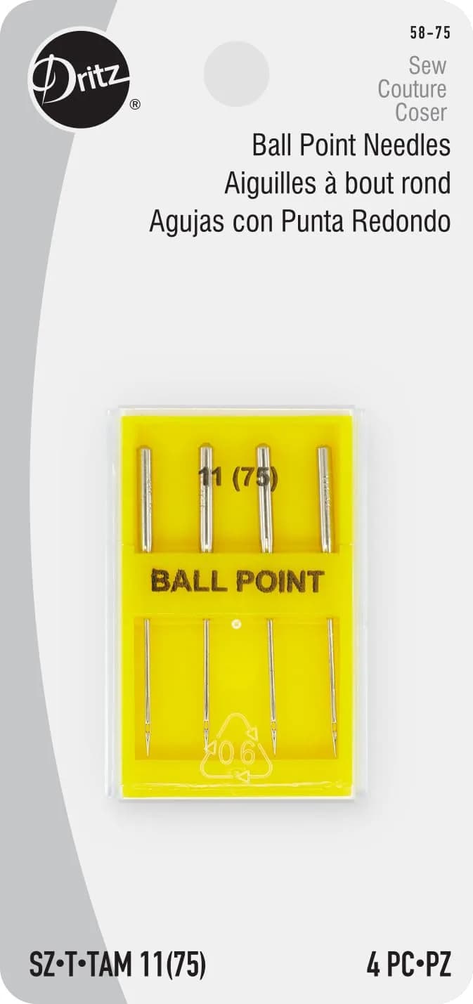 Dritz Ballpoint Machine Needles Size 11 Nickel | Suitable for Knit Fabrics - main product image