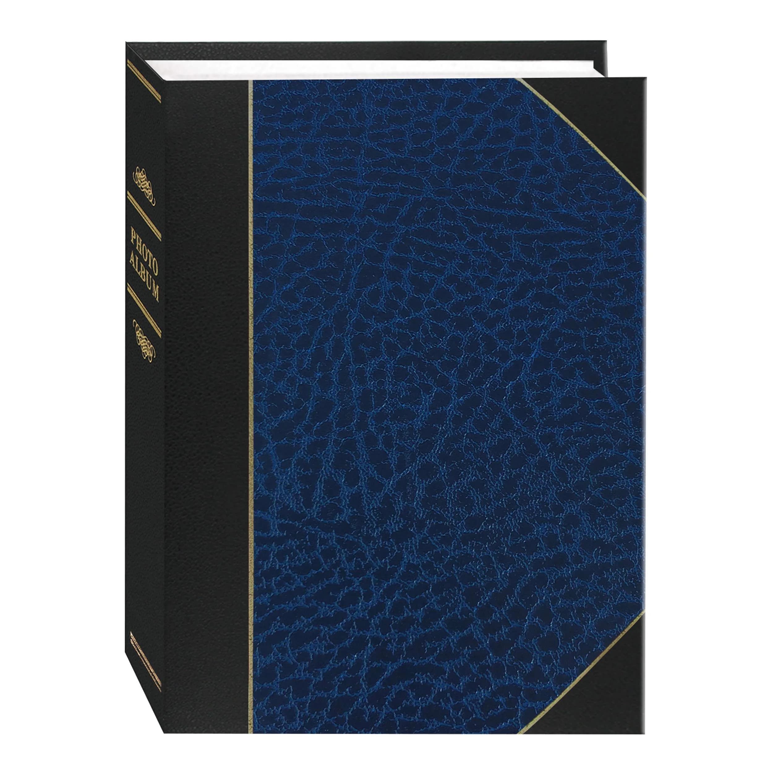 Pioneer Photo Albums LBT-57/NB 50-Pocket Navy Blue and Black Ledger Style Leatherette Cover Photo Album for 5 by 7-Inch Prints | Classic Ledger Style with Memo Area - main product image