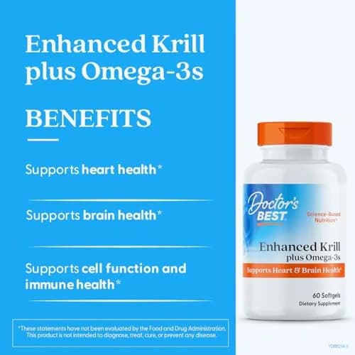 Doctor's Best Antarctic Krill Oil Plus Omega 3s 60 Ct Softgels thumbnail 2