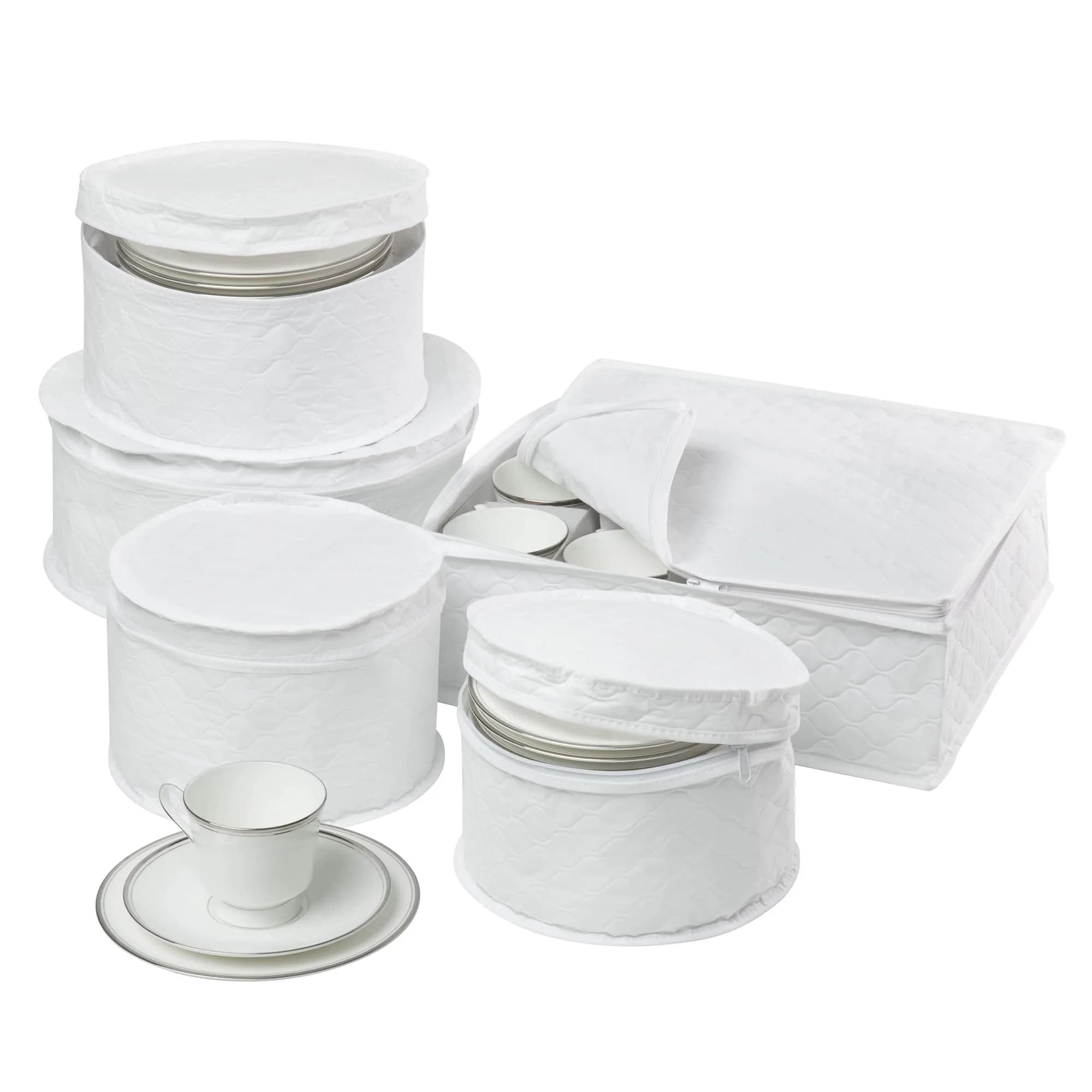 Honey-Can-Do Dinnerware Storage Containers Set, 5-Piece | Protect & Organize Fine China with Quilted Cushioned Cases - main product image