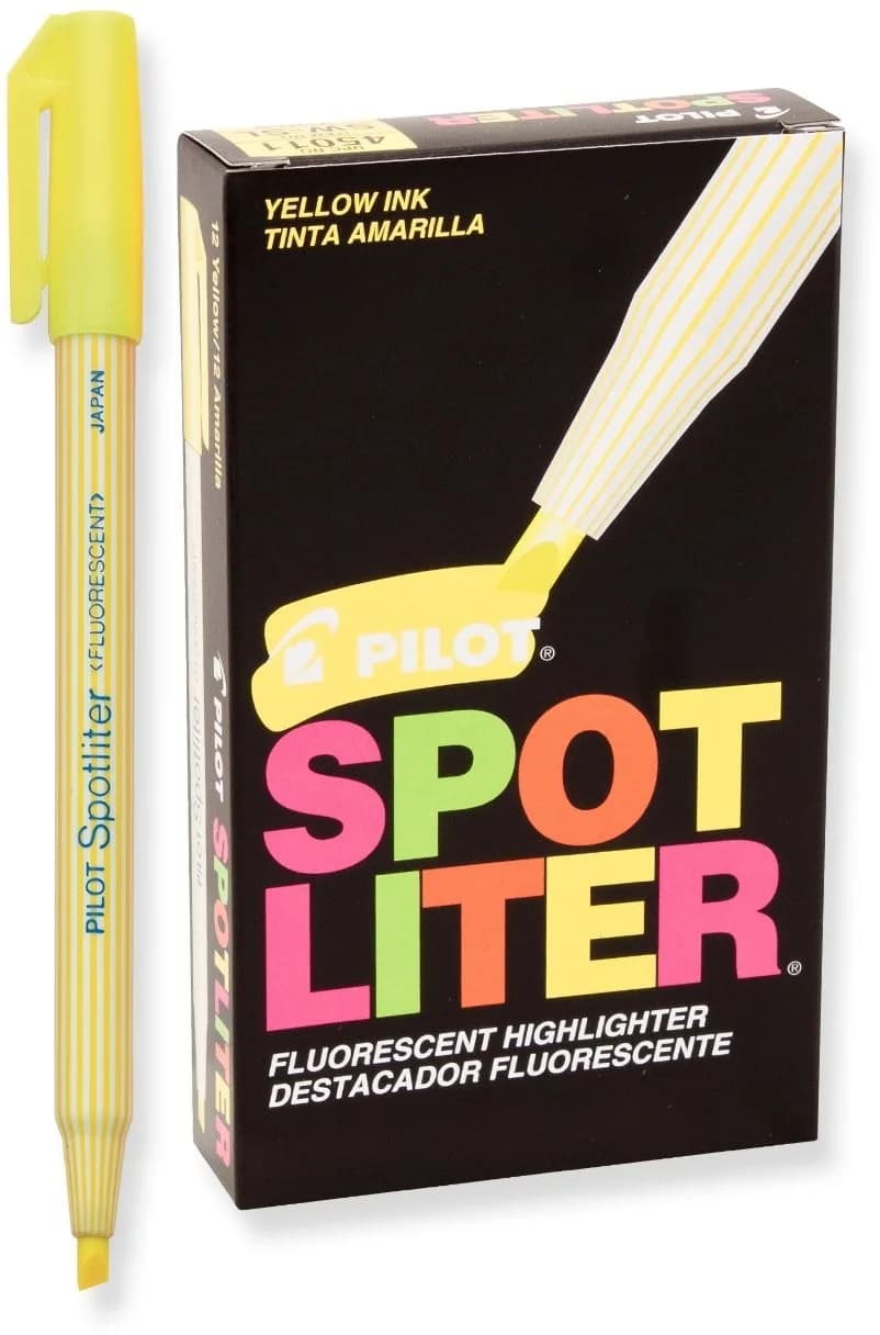 Pilot Spotliter Fluorescent Highlighters, Chisel Tip, Yellow, Dozen Box (12 Count) | Smooth Ink Flow - main product image
