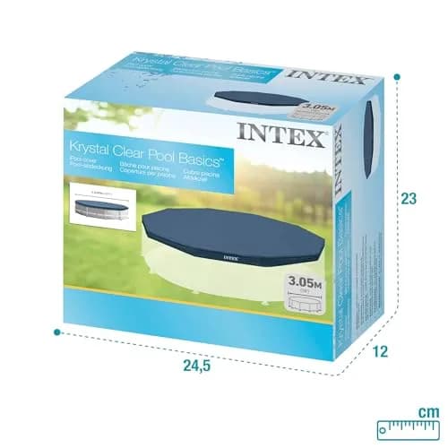 Intex 10ft Round Pool Cover | Blue PVC with Drawstring & Drain Holes thumbnail 8