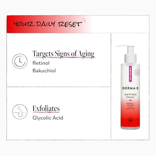 Derma E Anti-Wrinkle Cleanser for Nighttime with Glycolic Acid & Vitamin A, 177ml (6 Fl Oz) | Gentle Exfoliation for Radiant Skin thumbnail 5