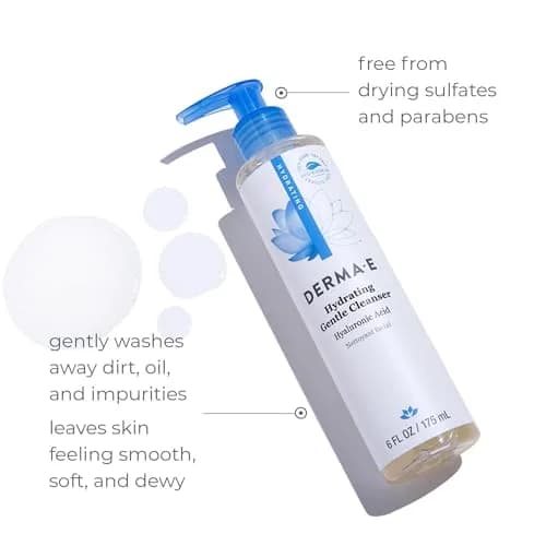 Derma E Hydrating Gentle Facial Cleanser 177ml (6 Fl Oz) | Hyaluronic Acid & Vitamin E for Soft, Smooth Skin thumbnail 1