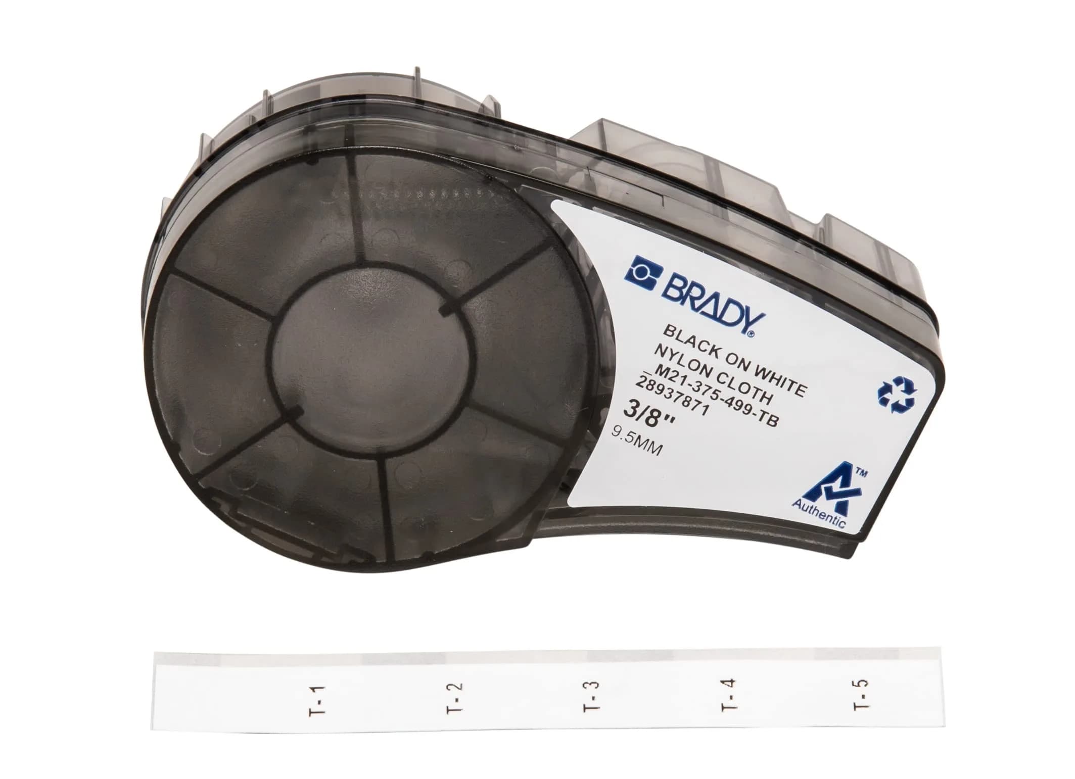 Brady M21-375-499-TB Nylon Label Tape 9.5mm (0.375") Black on White | Durable & Pliable for Wires and Curved Surfaces
