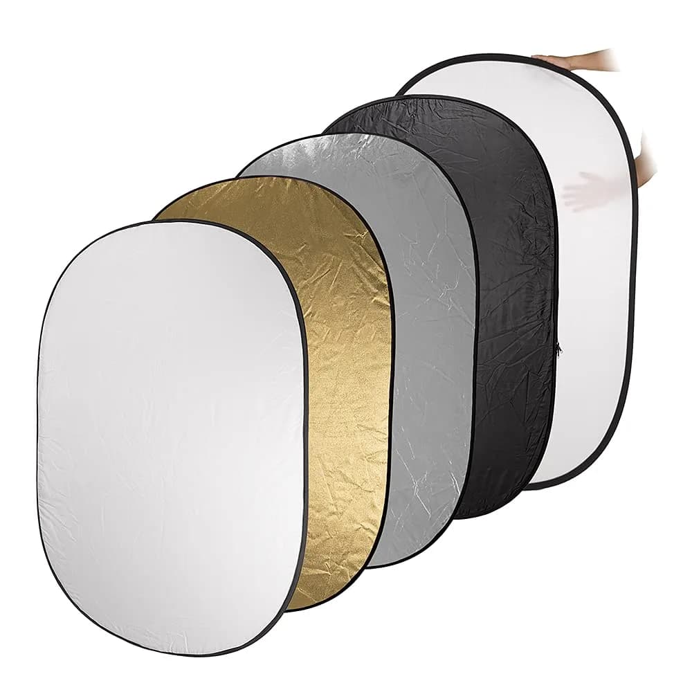 Fotodiox 40x60in 5-in-1 Collapsible Reflector Panel with Bag for Photography and Video – Black, Gold, Silver, Translucent, White | Multi-Application Light Modifier - main product image