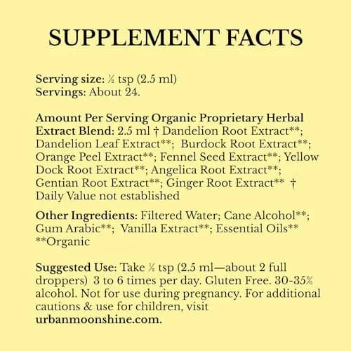 Urban Moonshine Digestive Bitters 8 Fl Oz | Organic Herbal Drops for Gas & Bloating thumbnail 7