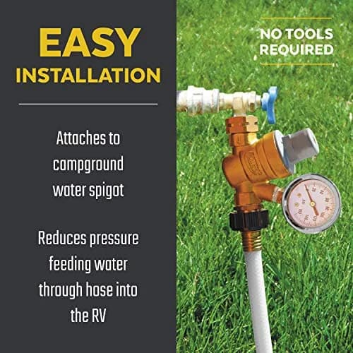 Valterra RV Water Regulator Brass Adjustable Pressure Gauge | Lead-Free, Conforms to Drinking Water Laws thumbnail 4
