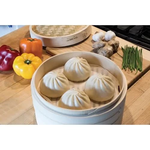 Helen's Asian Kitchen Bamboo Food Steamer With Lid, 6 Inch (15.2 cm) 2-Tier Basket | Authentic Asian Cooking thumbnail 5
